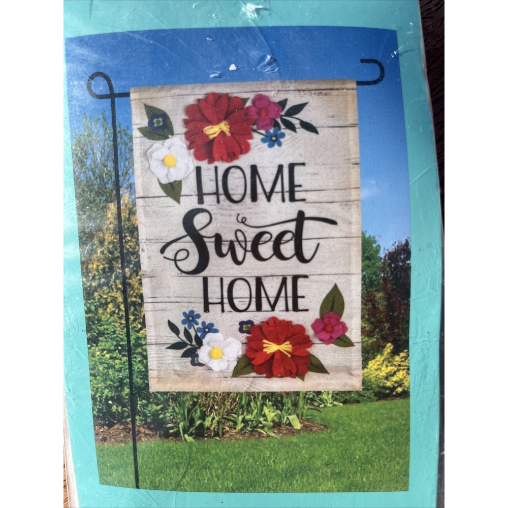 Meadow Creek Garden Flag Home Sweet Home 12.5" x 18" Linen‎ NEW
